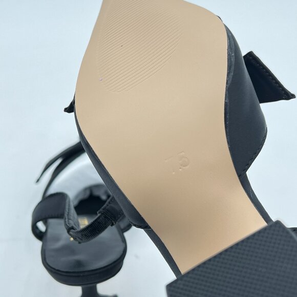 Miss Left Black Pointed Toe Slingback Pumps Bowknots Slip On Backstrap Sandals - Picture 6 of 8